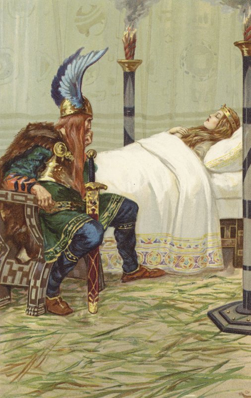 جلس هارالد بجانبها وشاهدها (chromolitho) بواسطة جوردون فريدريك براون