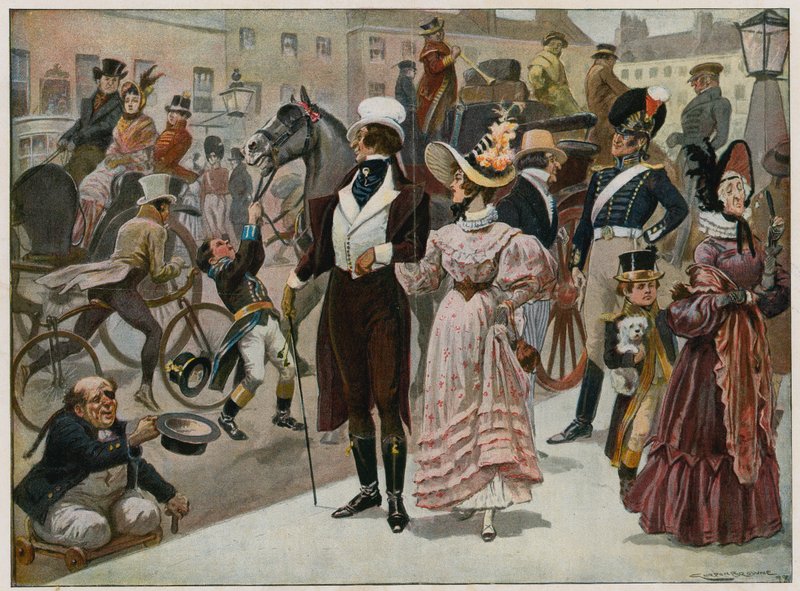 الأيام الأولى من قرننا - بيكاديللي ، لندن ، عام 1800 ؛ لوحة اللون بواسطة جوردون فريدريك براون