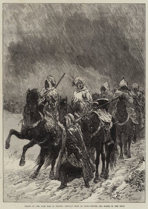 مشاهد من الحرب المتأخرة في فرنسا ، التراجع عن لومان ، غومس وسباهيس في الثلج بواسطة غيوم ريجامي
