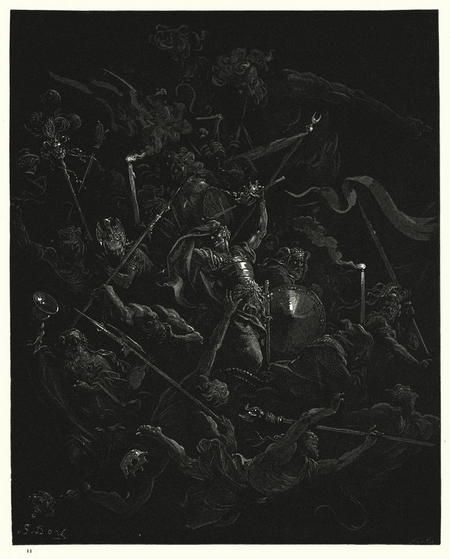 رسم توضيحي من قبل غوستاف دور لميلتونس بارادايس لوست ، الكتاب الثالث ، خطوط 473 ، 474 بواسطة غوستاف دور