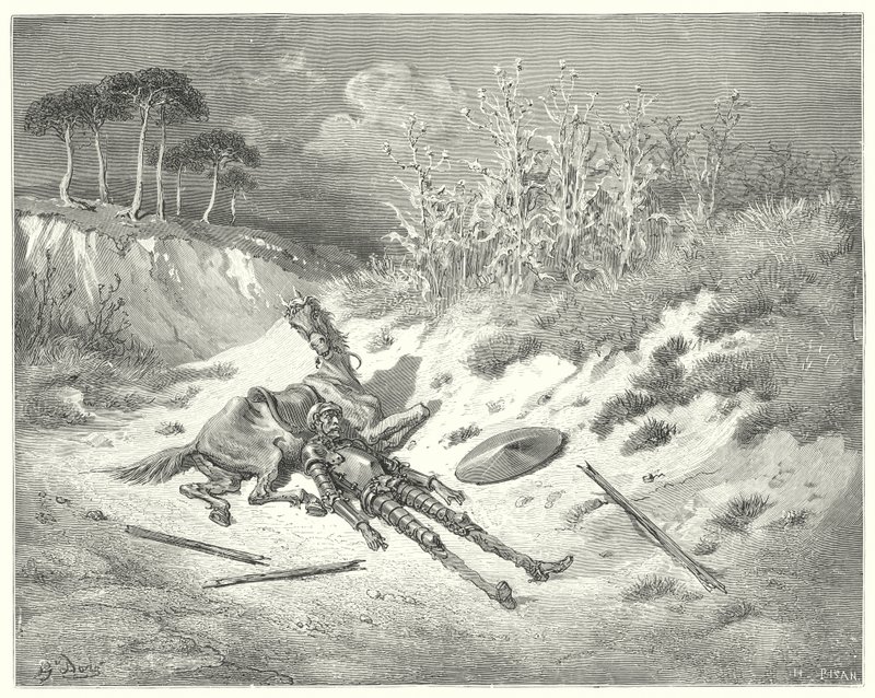 Gustave Dores Don Quixote: "Alas! where are you, lady dear, That for my woe you do not moan?" (engraving) بواسطة غوستاف دور