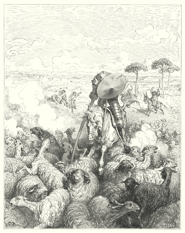 Gustave Dores Don Quixote: "He charged the squadron of sheep" (engraving) بواسطة غوستاف دور