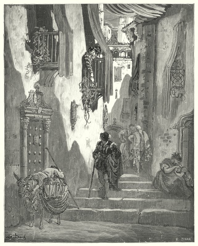 Gustave Dores Don Quixote: "He got a number of love-letters transmitted to me, every one full of the tenderest expressions" (engraving) بواسطة غوستاف دور