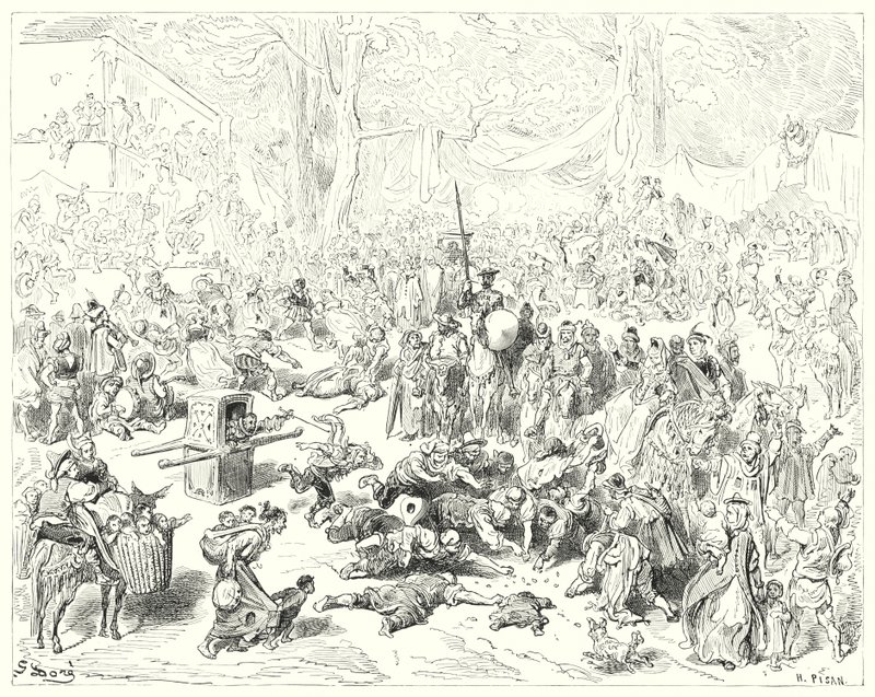 Gustave Dores Don Quixote: "Poor Sancho followed his master with a heavy heart" (engraving) بواسطة غوستاف دور