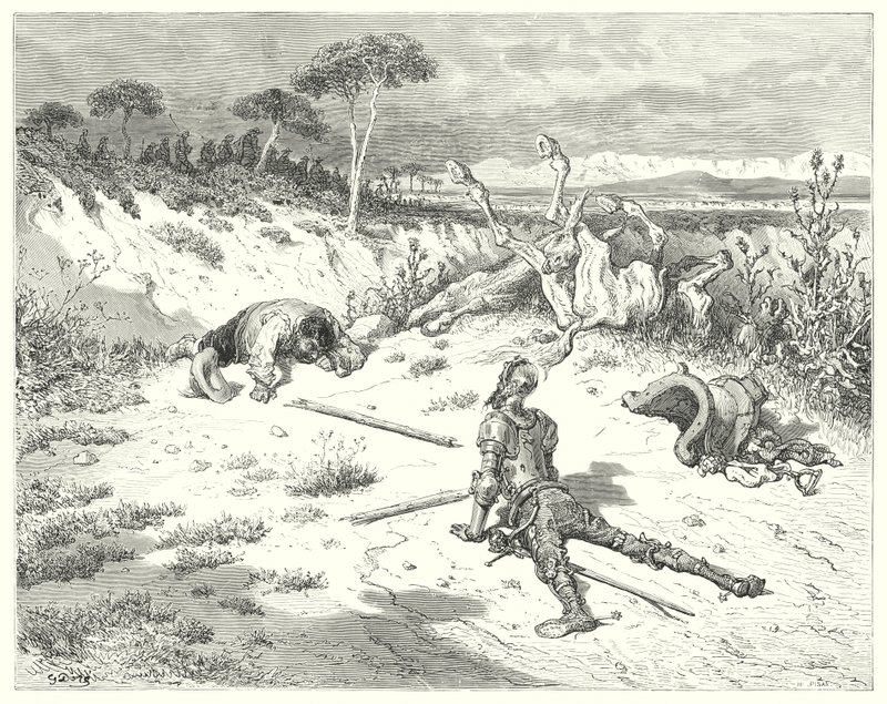 Gustave Dores Don Quixote: "Sancho, I have always heard it said, that to do a kindness to clowns, is like throwing water into the sea" (engraving) بواسطة غوستاف دور