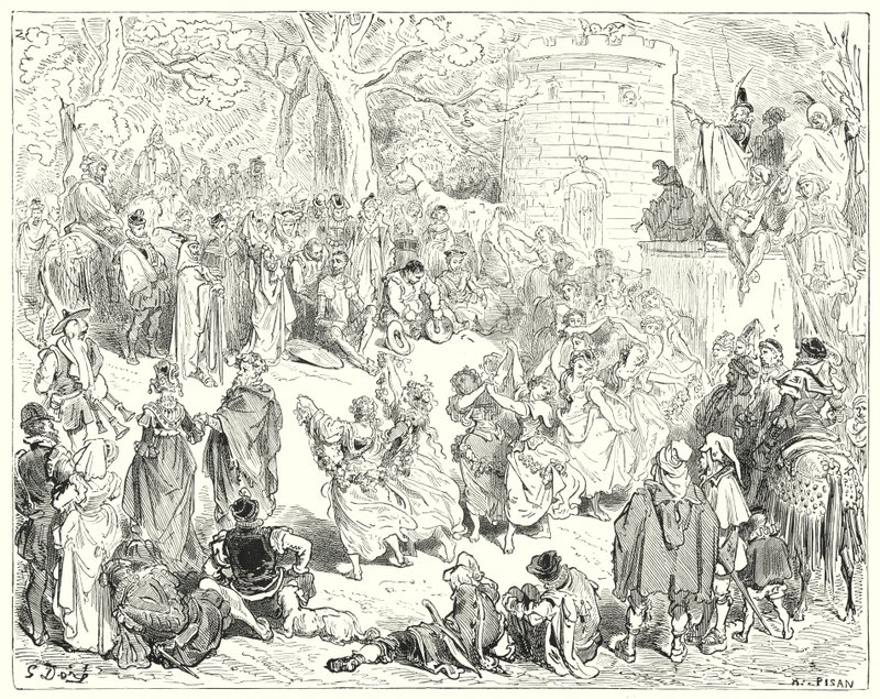 Gustave Dores Don Quixote: "They were led up by a reverend old man and a matronly woman" (engraving) بواسطة غوستاف دور