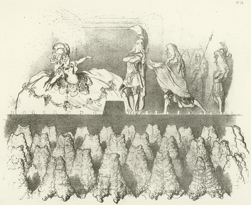 راسين أداء أمام محكمة فرساي 1695 (الحفر) بواسطة غوستاف دور