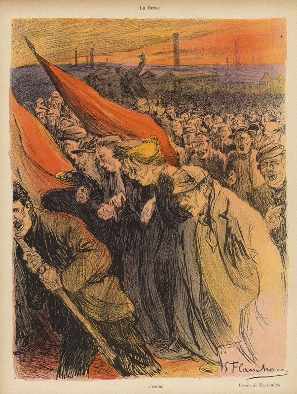 الإضراب الصناعي: النزوح ، حوالي 1902 (ليثو ملون) بواسطة غوستاف فلاشوين
