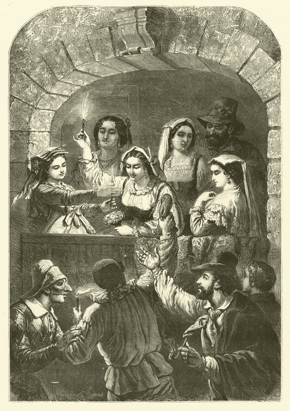 Moccoli, candles used at carnival, Rome (engraving) بواسطة جوستاف جانيت