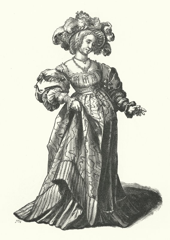 Costume of a woman of Basel (engraving) بواسطة هانز (بعد) هولبين الأصغر