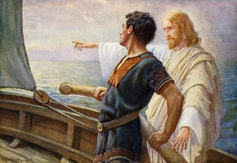 شروق الحياة ، المسيح في الدفة (لون ليثو) بواسطة هارولد كبينج