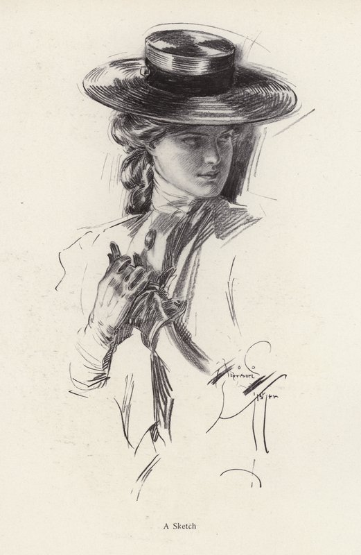 Portrait of a woman in a hat (litho) بواسطة هاريسون فيشر