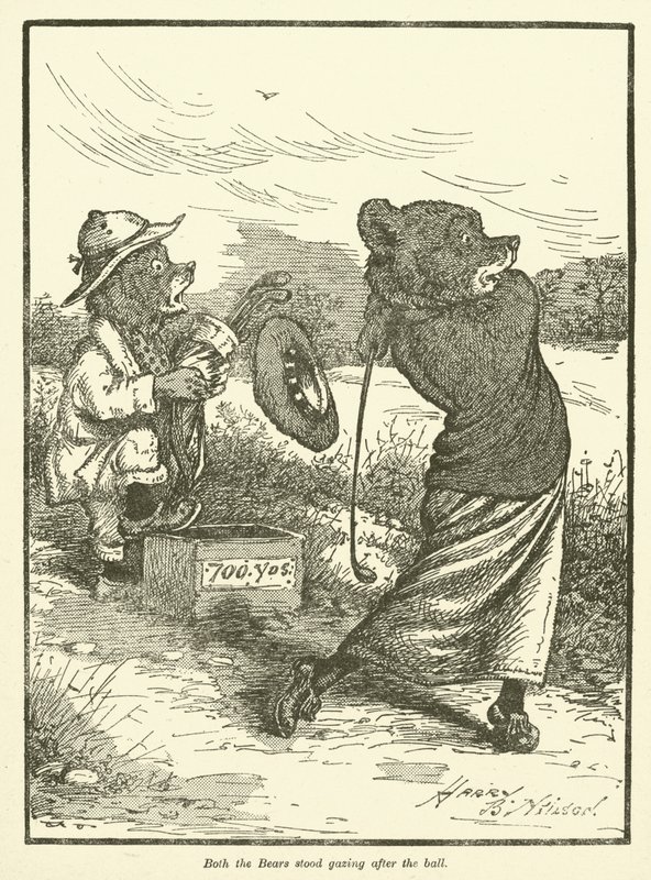 Bears playing golf (colour litho) بواسطة هاري بي نيلسون
