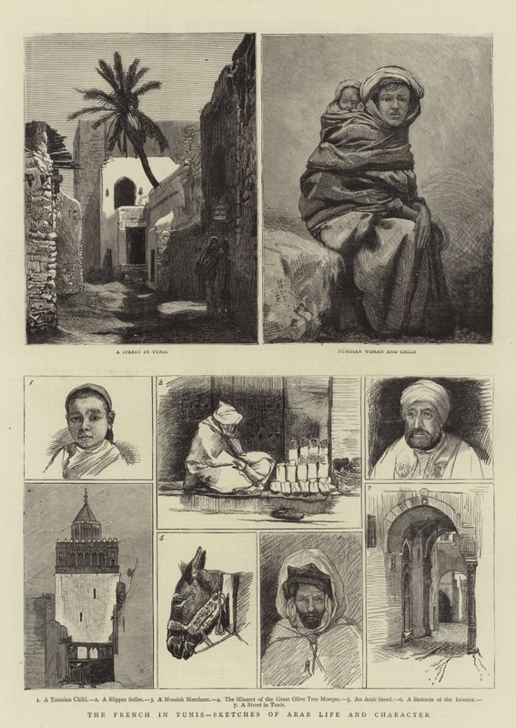 الفرنسيون في تونس ، رسومات عن الحياة والشخصية العربية بواسطة هاري هاميلتون جونستون