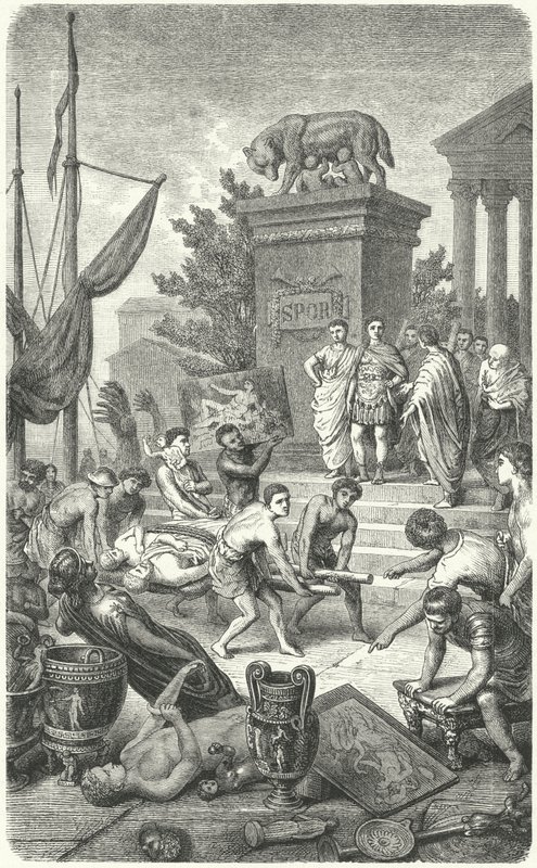 Arrival of Ancient Greek works of art taken to Rome (engraving) بواسطة هاينريش لوتيمان