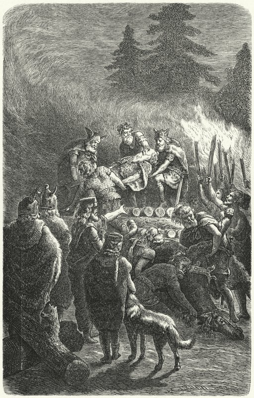 Suebi funeral in ancient Germany (engraving) بواسطة هاينريش لوتيمان