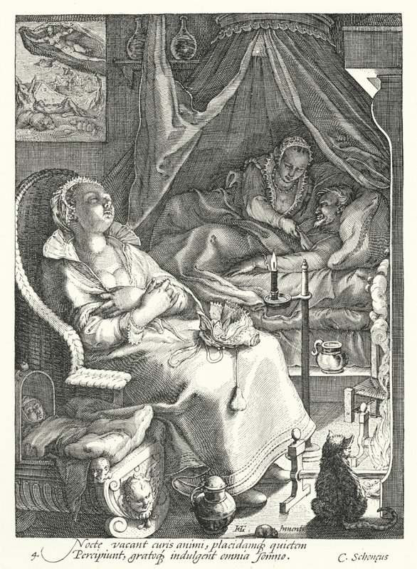 Night (engraving) بواسطة هندريك (بعد) جولتزيوس