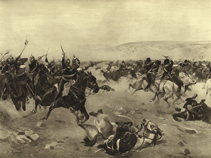 تهمة اللواء الثقيل ، معركة بالاكلافا ، 1854 (الحفر) بواسطة هنري لويس دوبراي