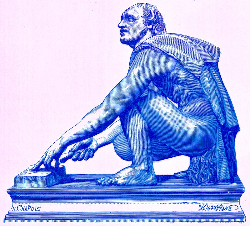 The Grinder ، رسم توضيحي من "تاريخ روما" بقلم فيكتور دوروي ، نشر عام 1884 (صورة محسنة رقميًا) بواسطة هنري ثيوفيل هيلديبراند