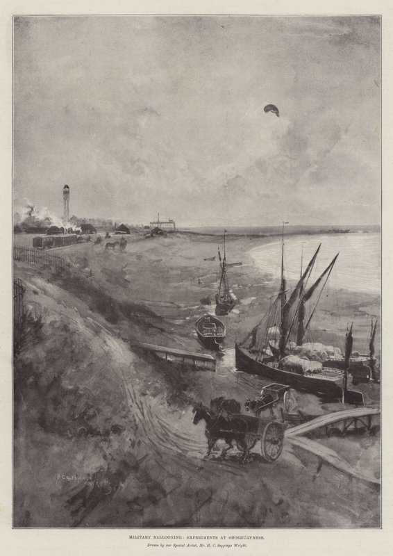 المنطاد العسكري ، التجارب في Shoeburyness بواسطة هنري تشارلز سيبينجز رايت