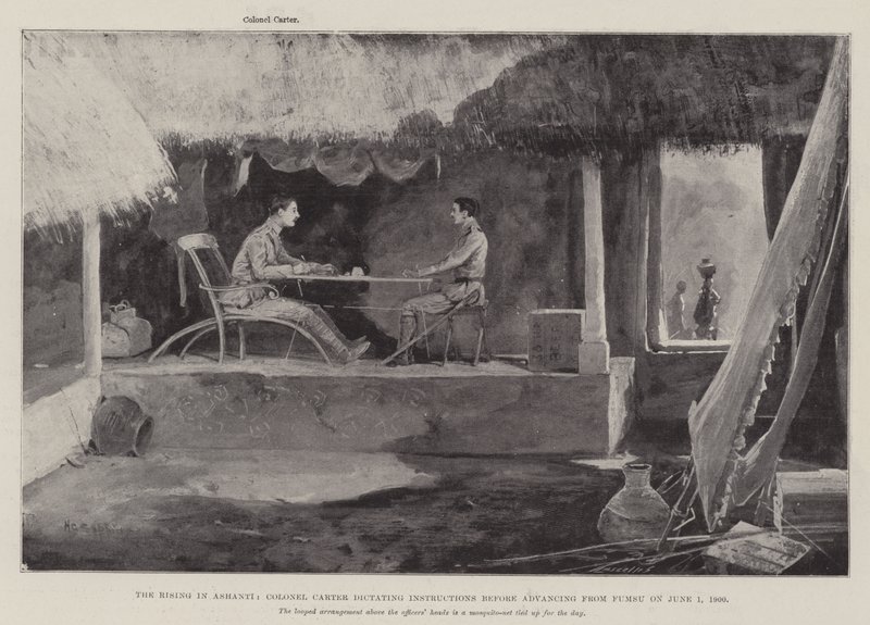 الصعود في أشانتي ، العقيد كارتر يملي تعليمات قبل التقدم من Fumsu في 1 يونيو 1900 بواسطة هنري تشارلز سيبينجز رايت