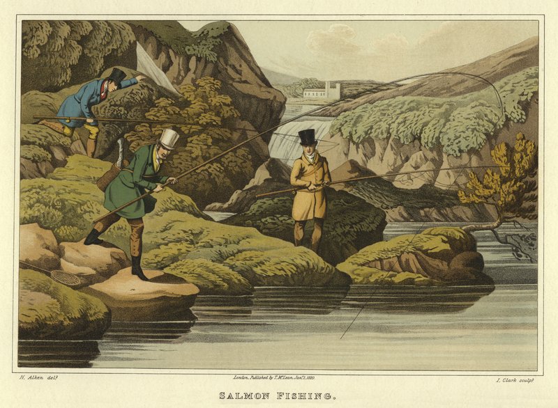 صيد السلمون (chromolitho) بواسطة هنري توماس الكين