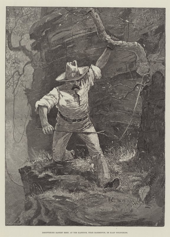 اكتشاف مأدبة الشعاب المرجانية ، في المكتب ، بالقرب من Barberton ، Cape Goldfields بواسطة هنري تشارلز سيبينجز رايت