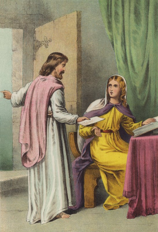 كريستيانا تتلقى الرسالة (chromolitho) بواسطة هنري كورتني سيلوس