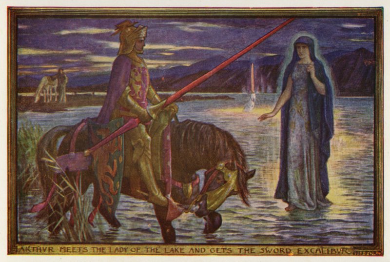 آرثر يلتقي سيدة البحيرة ويحصل على Sword Excalibur (لون ليثو) بواسطة هنري العدل فورد