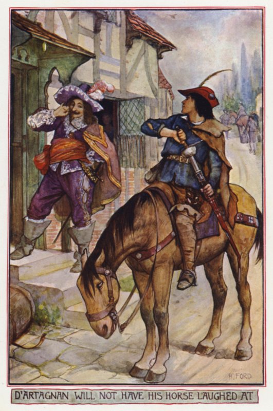لن يضحك D'Artagnan على حصانه ، مشهد من The Three Musketeers ، بواسطة الكسندر دوماس (لون ليثو) بواسطة هنري العدل فورد