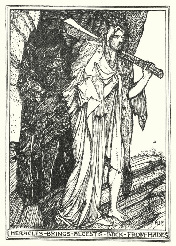 هيراكليس يعيد Alcestis من Hades (litho) بواسطة هنري العدل فورد