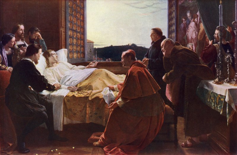 The last moments of Raphael (colour litho) بواسطة هنري ملفيل