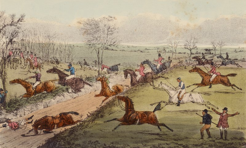 A Steeple-Chase ، The Sunken Road (لون ليثو) بواسطة هنري توماس (بعد) ألكين