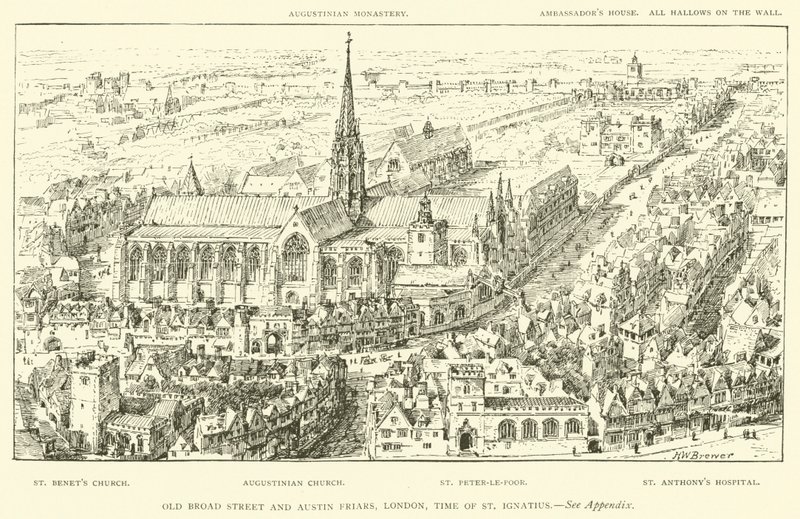Old Broad Street و Austin Friars ، لندن ، زمن القديس إغناطيوس (نقش) بواسطة هنري وليام بروير