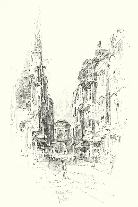 Butcher Row, London (litho) بواسطة هربرت (بعد) رايلتون