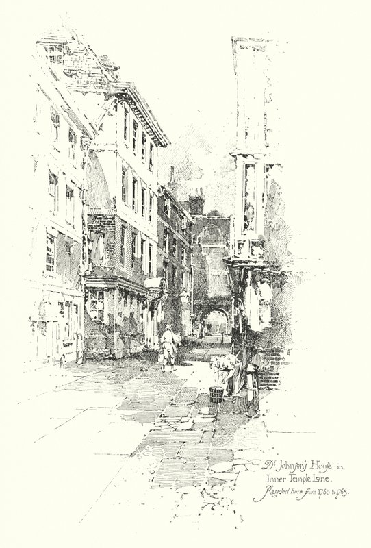 Dr Johnsons House, Inner Temple Lane, resided there from 1760 to 1765 (litho) بواسطة هربرت (بعد) رايلتون