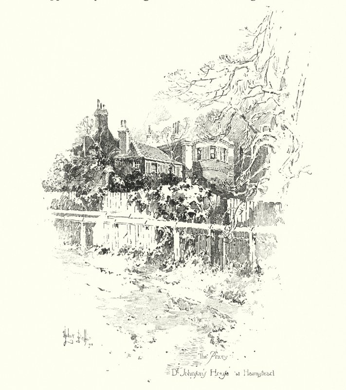 The Priory, Dr Johnsons House, at Hampstead, London (litho) بواسطة هربرت (بعد) رايلتون