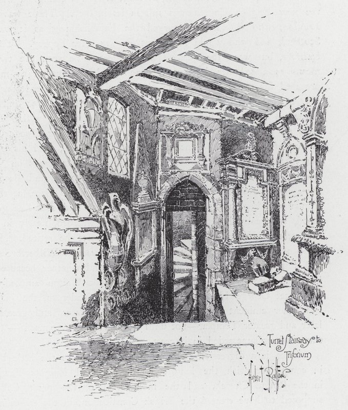 Turret Stairway to Triforium (engraving) بواسطة هربرت (بعد) رايلتون