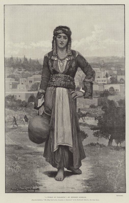 امرأة من الناصرة ، من معرض الأرض المقدسة ، من القدس إلى دمشق ، في معارض داودزويل ، شارع بوند الجديد بواسطة هربرت جوستاف شمالتس