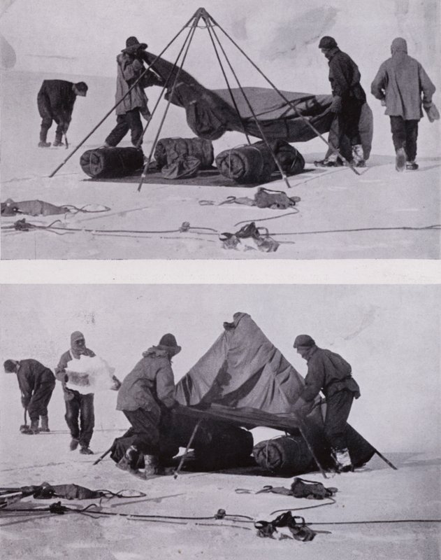 Pitching the tent (b/w photo) بواسطة هربرت بونتينج