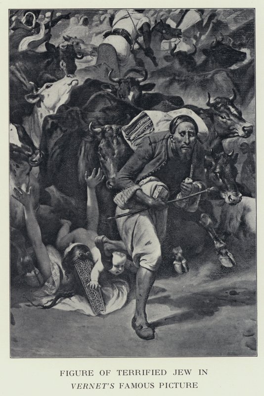 Figure of terrified Jew in Vernets famous picture - supposedly a depiction of Baron James Rothschild (b/w photo) بواسطة هوراس (بعد) فيرنت