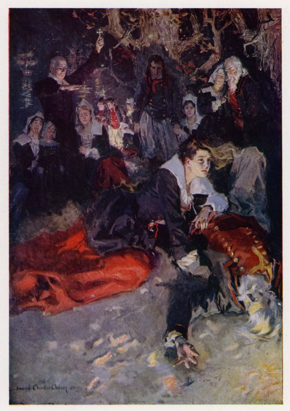 رسم توضيحي لإيفانجلين ، قصة أركادي ، بقلم هنري وادزورث لونجفيلو (لون ليثو) بواسطة هوارد تشاندلر (بعد) كريستي