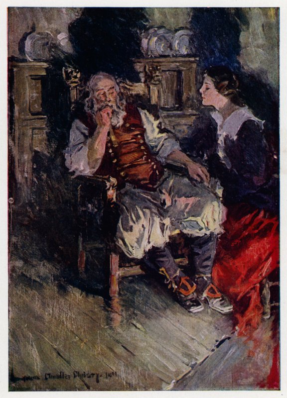 رسم توضيحي لإيفانجلين ، قصة أركادي ، بقلم هنري وادزورث لونجفيلو (لون ليثو) بواسطة هوارد تشاندلر (بعد) كريستي