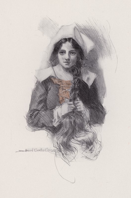 رسم إيضاحي لإيفانجلين ، قصة أركادي ، بقلم هنري وادزورث لونجفيلو (ليتو) بواسطة هوارد تشاندلر (بعد) كريستي