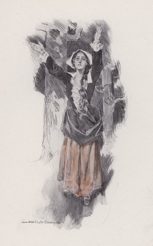 رسم إيضاحي لإيفانجلين ، قصة أركادي ، بقلم هنري وادزورث لونجفيلو (ليتو) بواسطة هوارد تشاندلر (بعد) كريستي