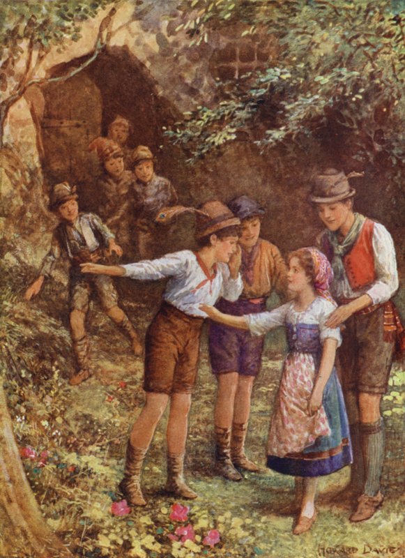 مورتيلا وإخوتها السبعة ، من فيلم "The Child of the Myrtle Tree" (لون ليثو) بواسطة هوارد ديفي