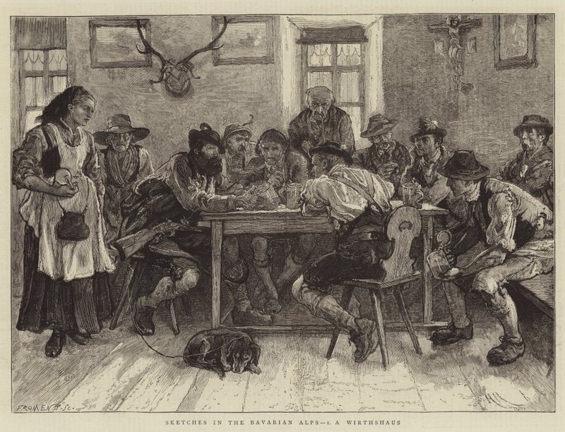 اسكتشات في جبال الألب البافارية ، أنا ، ويرثهاوس بواسطة Hubert von Herkomer