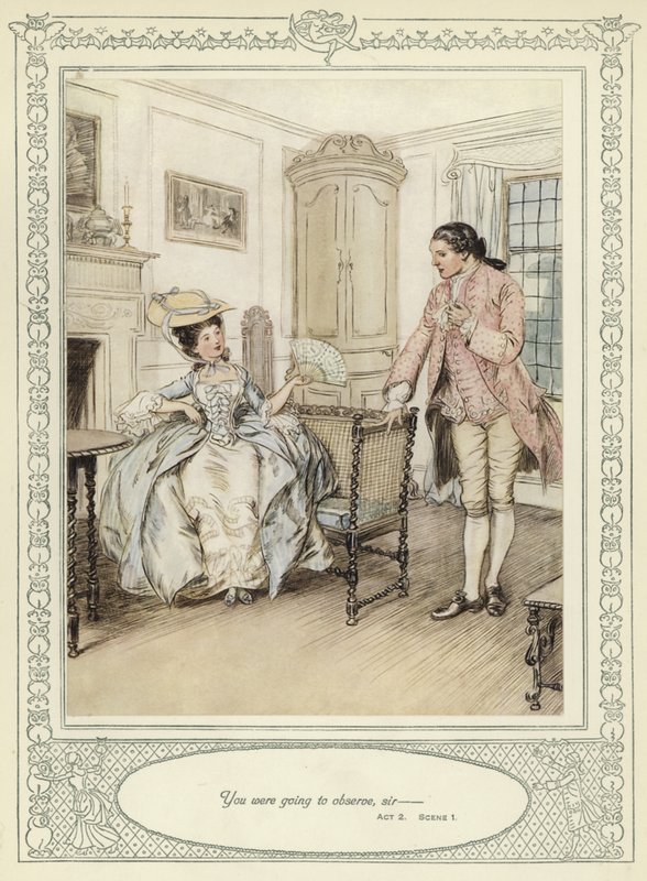 رسم توضيحي لـ Goldsmith&39;s She Stoops to Conquer بواسطة هيو طومسون