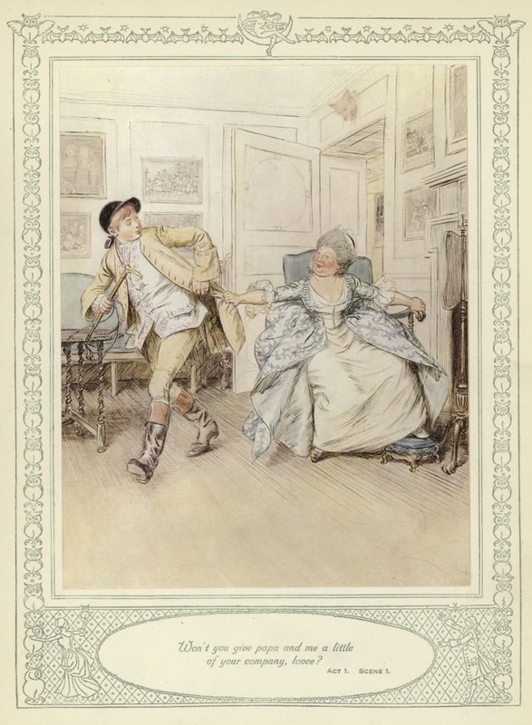رسم توضيحي لـ Goldsmith&39;s She Stoops to Conquer بواسطة هيو طومسون