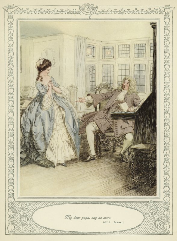 رسم توضيحي لـ Goldsmith&39;s She Stoops to Conquer بواسطة هيو طومسون